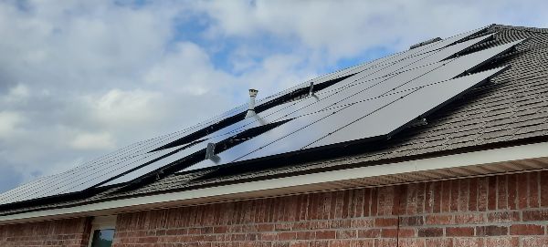 Solar Panels on the rooftop of a house in Fate, Texas